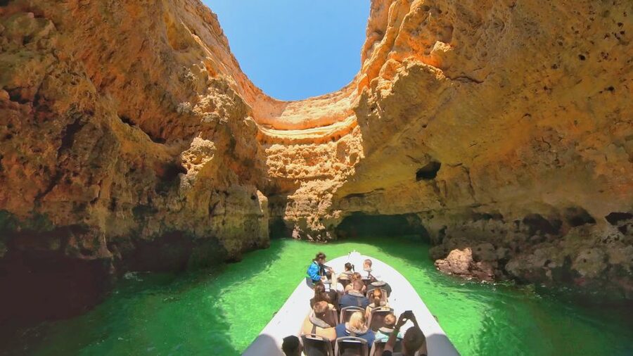 Albufeira: Benagil Cave and Dolphin Sightseeing Boat Cruise - Senhora da Rocha Beach: Caves and Photo Moments