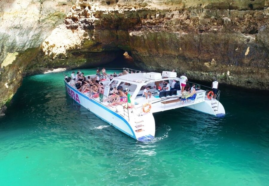 Albufeira: Caves and Coastline Catamaran Cruise to Benagil - Benagil area, cave views without cave entry