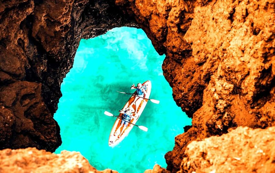 Albufeira: Hidden Beaches & Cliffs Guided Kayak Cave Tour - Key highlights at a glance