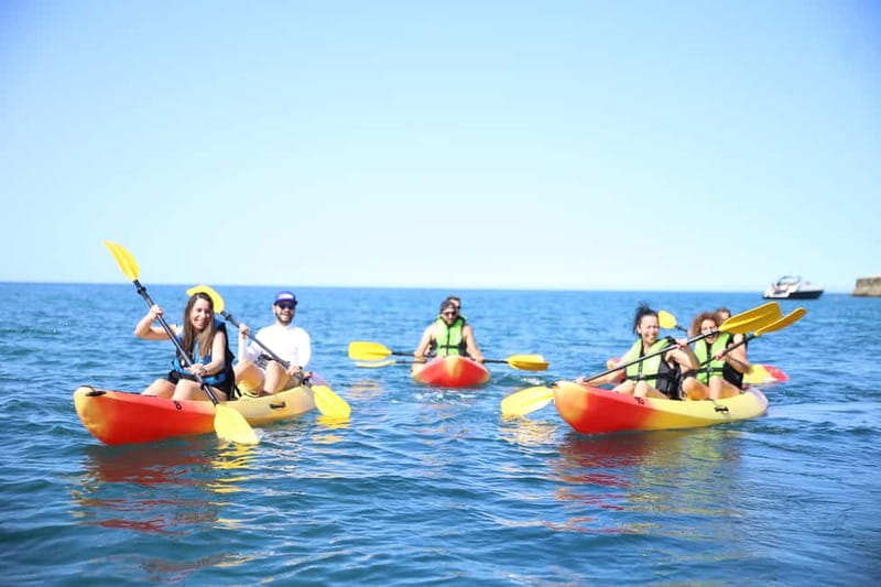 Albufeira: Hidden Beaches & Cliffs Guided Kayak Cave Tour - The return to Praia do Castelo, plus wind advice
