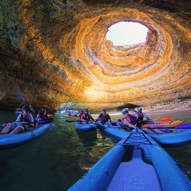 Benagil: Guided Kayak Tour inside caves and Praia da Marinha - Gear and the safety rhythm on the water
