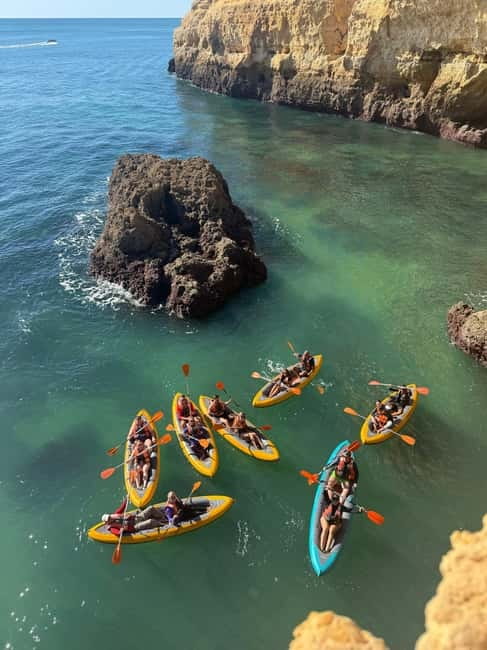 Benagil: Guided Kayak Tour inside caves and Praia da Marinha - Benagil beach stop and the guided group vibe