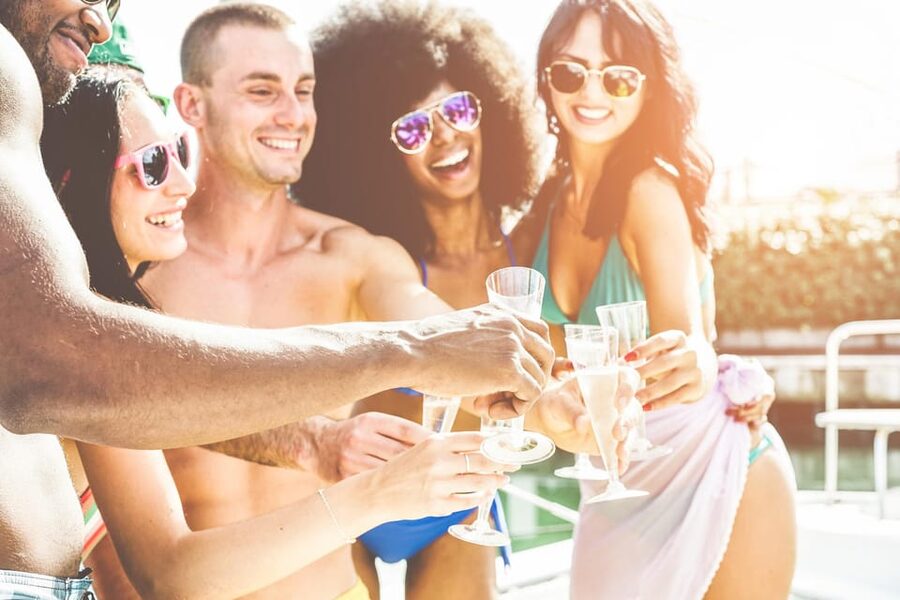 Boat Party to the Beach with Swimming Stops, DJ and Open Bar - How a Tagus River party cruise fits into a Lisbon day