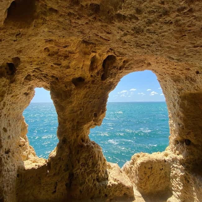 From Faro: Adventure Express Tour - Cliff Jump & Beach - Praia da Marinha: the beach portion that still feels active