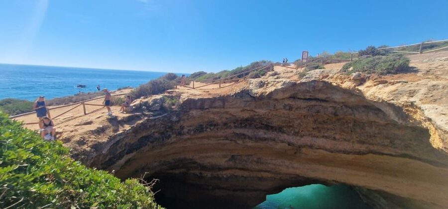From Faro: Benagil Cliffs Hiking & 4 Treasures Experience - Algar Seco and Boneca Cave: sea-carved recesses