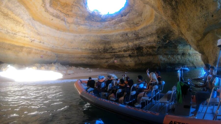 From Lagos: Scenic Cruise to the Benagil and Carvoeiro Caves - Algar de Benagil Skylight Moment: The Selfie Setup