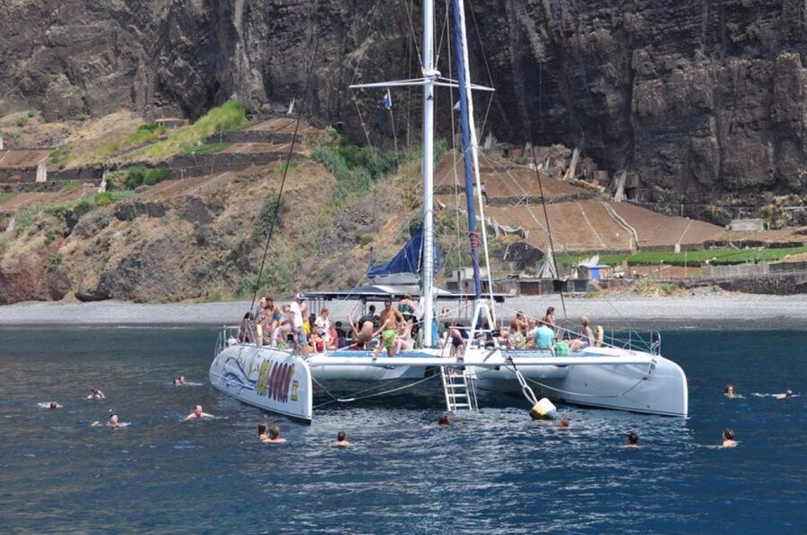 Funchal: Dolphin and Whale Watching Catamaran Cruise - The swim stop under the cliff, plus snorkeling gear (with a cash deposit)