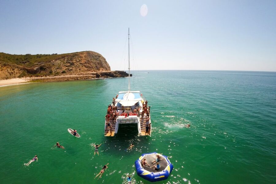 Lagos: Brunch and Benagil Caves - Swimming, SUP, and the inflatable fun that keeps things playful