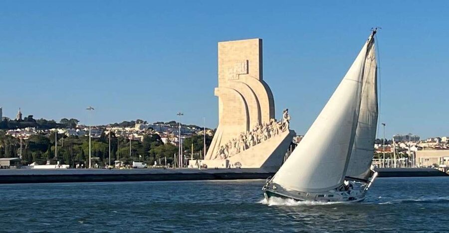Lisbon: Private Sailing City & Sunset Tour - Christ the King from the water, not the uphill viewpoints