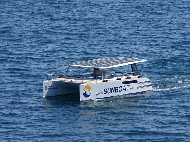 Portimão: Benagil Caves & Golden Coast Eco Catamaran Tour - The SunCat catamaran setup: shade, quiet, restroom, and space to breathe
