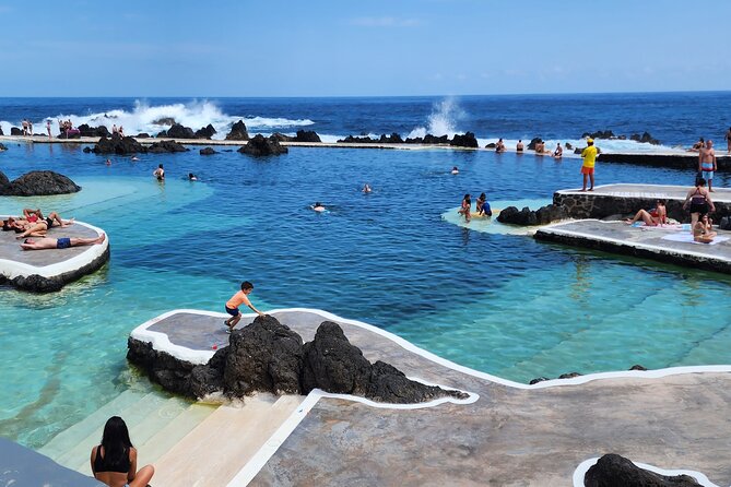 Porto Moniz, Seixal, Fanal Forest, Cliff Skywalk in Open Roof 4X4 - Praia do Seixal: black sand beach time to end the day