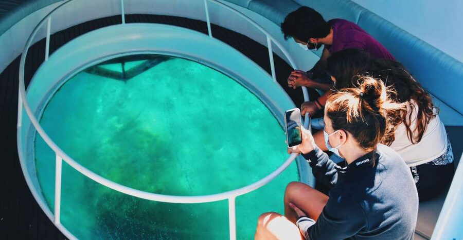 São Miguel: Glass Bottom Boat Tour with Snorkeling - Where you meet in Vila Franca do Campo Marina
