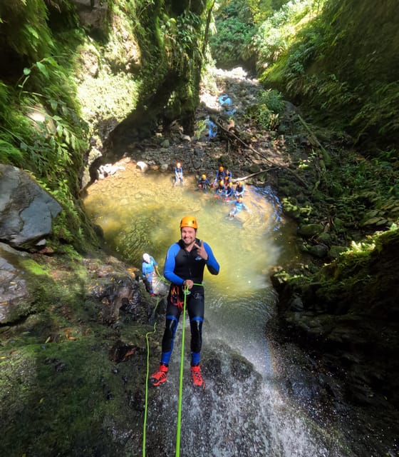 São Miguel: WaterPark Canyoning Ribeira dos Caldeirões - The Canyon Action: Jumps, Rappels, Slides, and Zipline